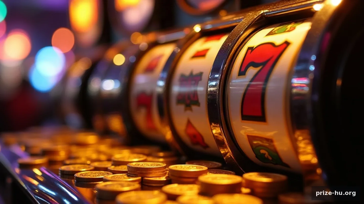 casino, slots, bonus, jackpot,sweet bonanza,big win,prize szimbólumokat bemutató nyerőgép közelről